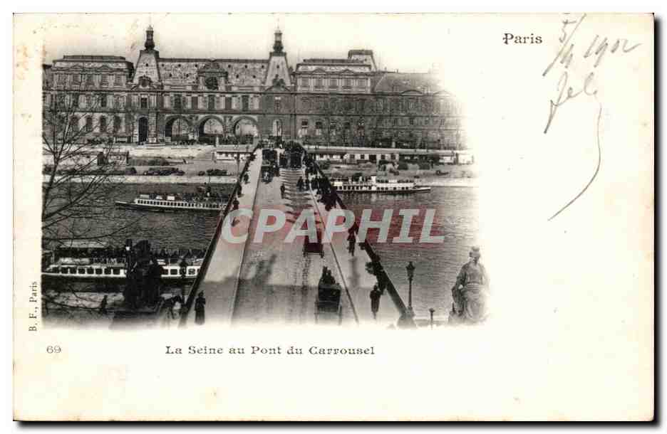 Paris CPA la Seine au pont du Carrousel