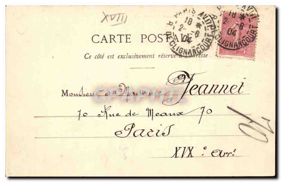 Paris CPA Mairie du 18eme  — Rückseite