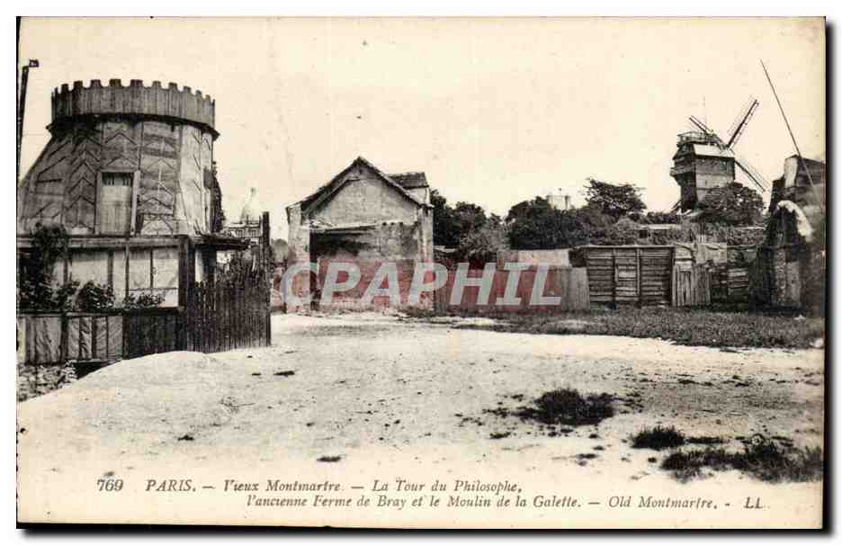 CPA Paris Vieux Montmartre La tour du Philosophe Ancienne ferme de Bray et le moulin de la Galette (mill)
