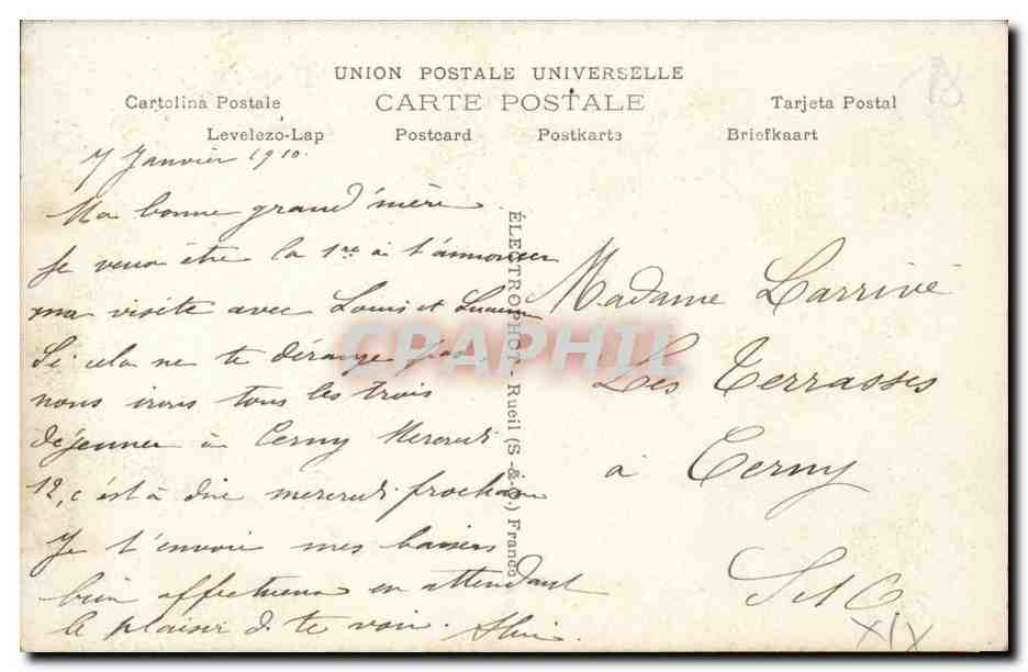 CPA Paris Parc Montsouris  — Rückseite
