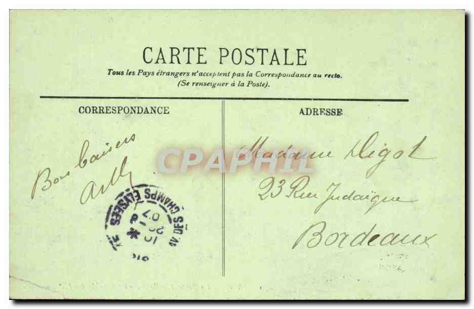 CPA Paris la porte et le boulevard Saint martin — Verso