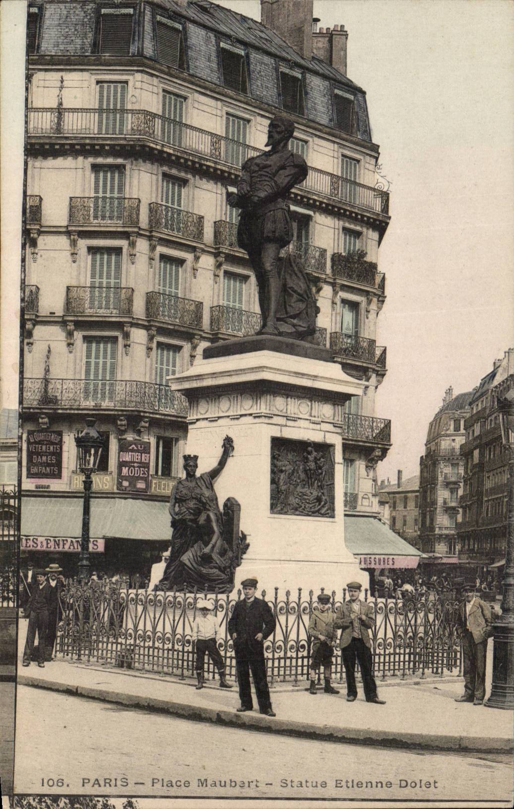 Paris 5 - Place Maubert - Statue Etienne Dolet CPA 