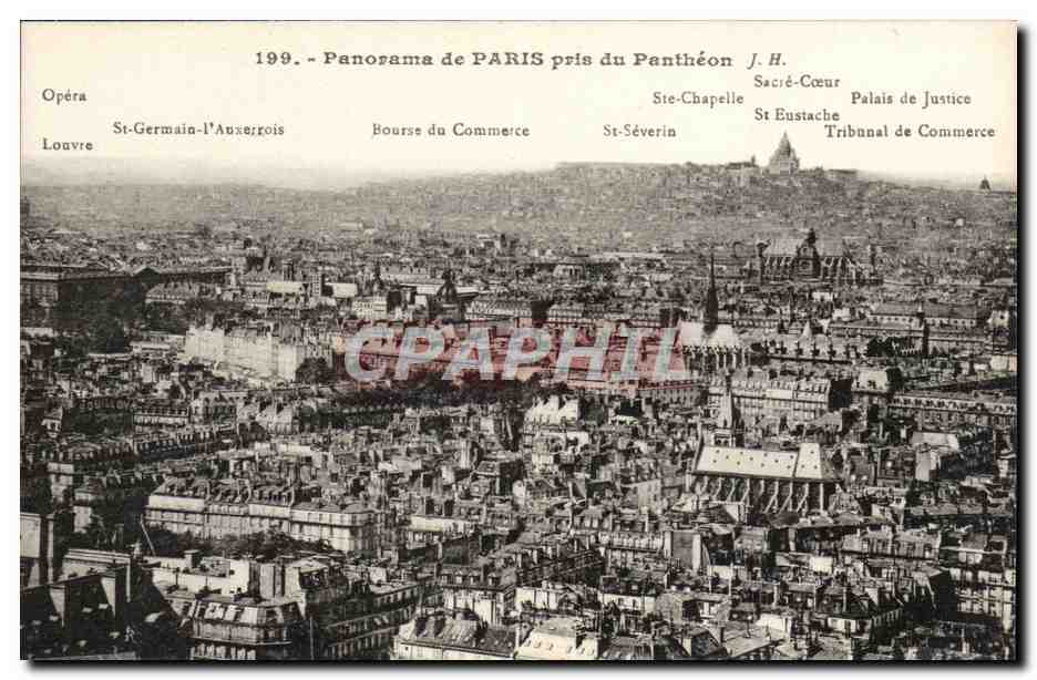 Paris 5 - Panorama de Paris prise de Pantheon CPA 
