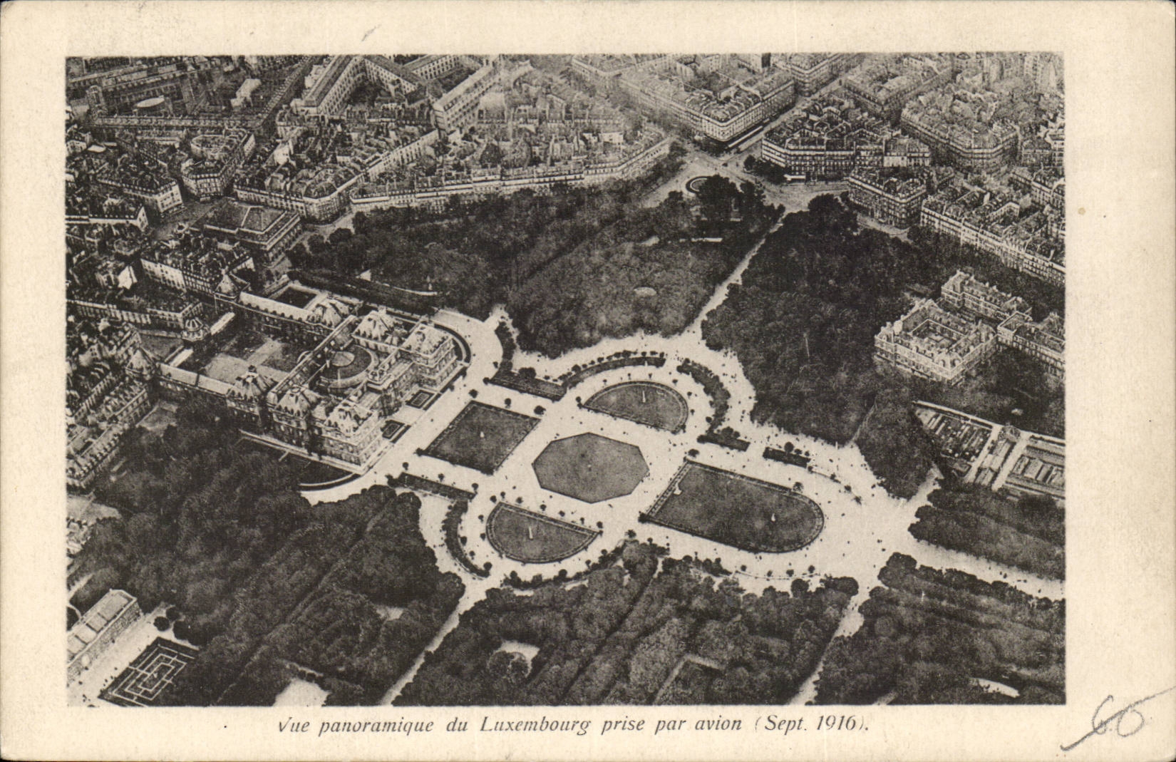 Paris 6 - Vue Panoramique du Luxembourg prise par avion 1916 CPA 