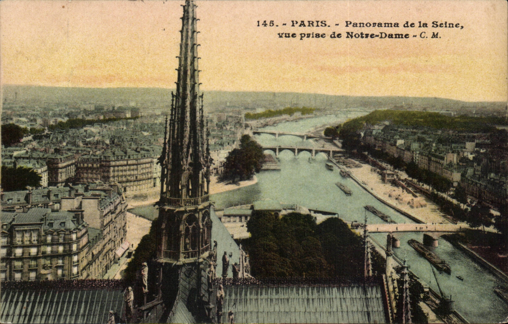 Paris - 4 - Panorama de la Seine Vue Prise de Notre Dame CPA 