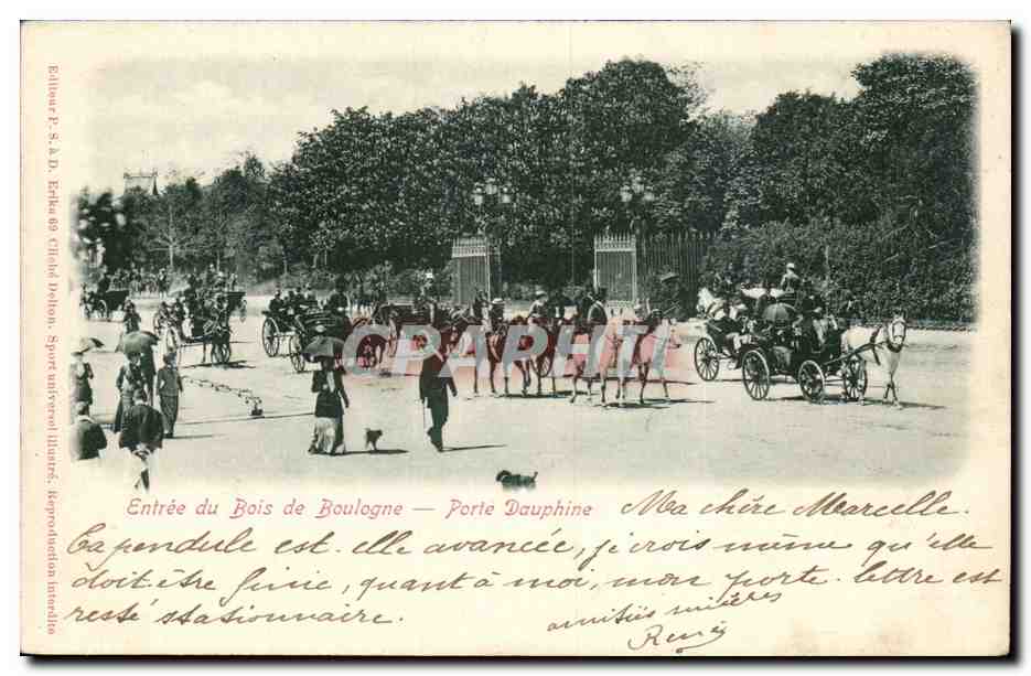 Entrée du Bois de Boulogne — Porte Dauphine — Éditeur P. S. A. D. Enthousiaste