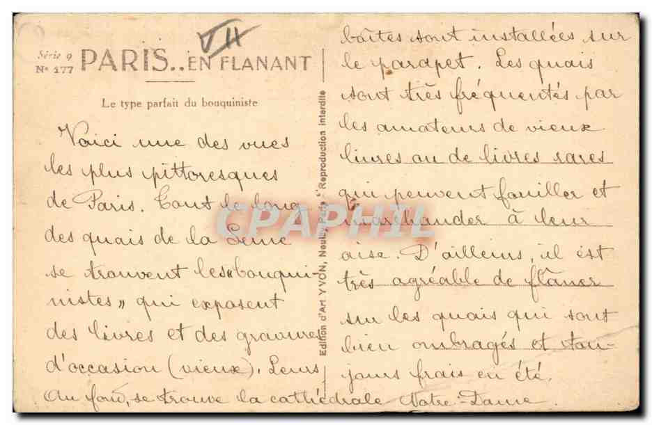 Paris 1 Le Type Parfait du Bouquiniste - CPA  — Rückseite