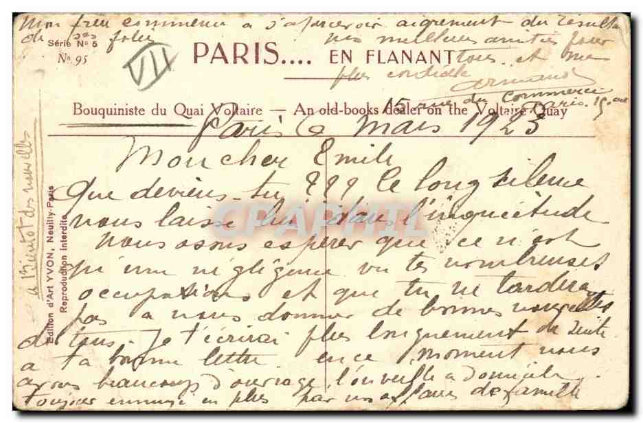 Paris 7 - Quai Voltaire - Bouquiniste - CPA  — Rückseite