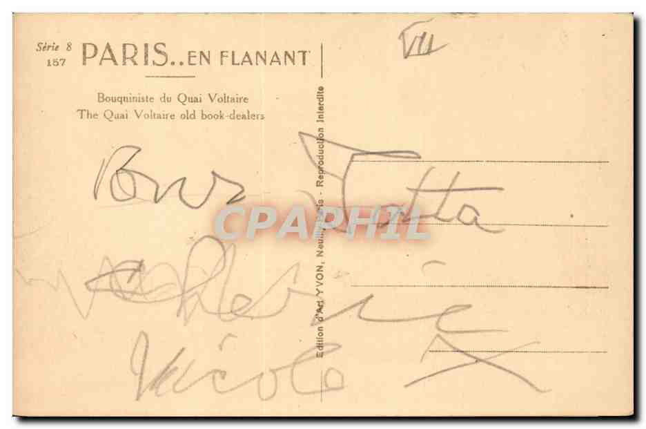 Paris 7 - Quai Voltaire - Bouquiniste - CPA  — Rückseite