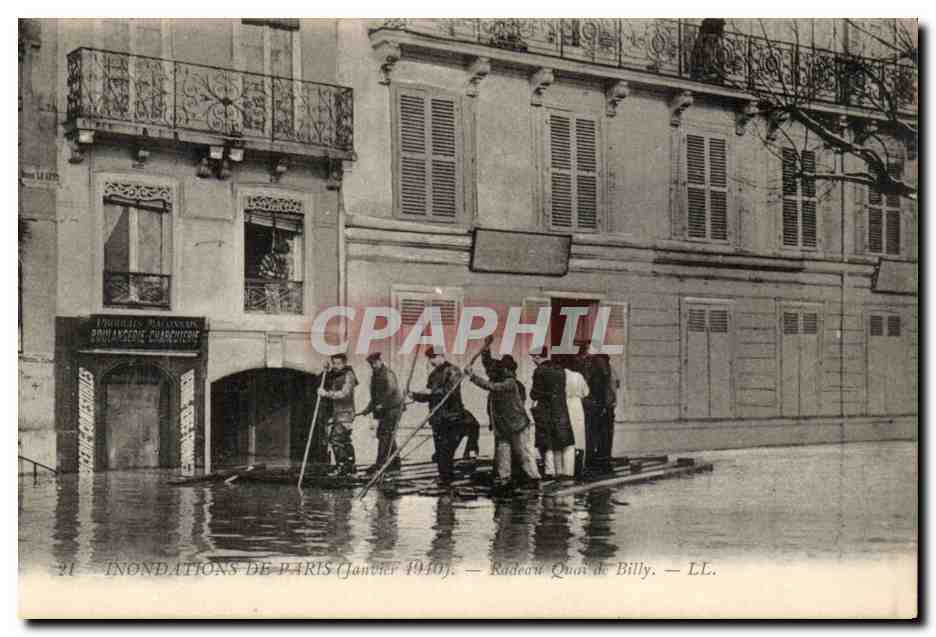Inundaciones en París — Enero 1910 — Bote Quai de Billy — LL.