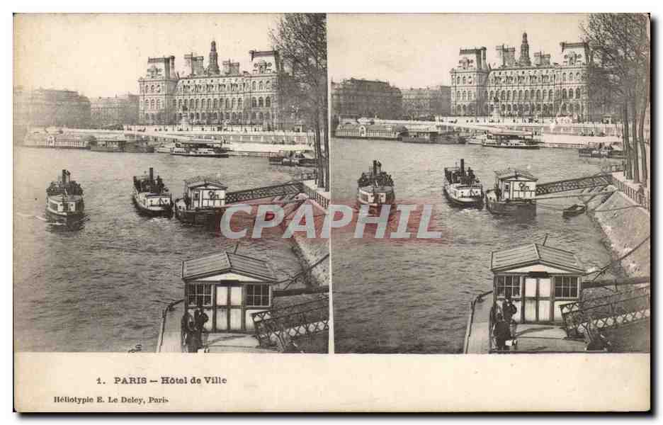 PARIS — Hôtel de Ville — Héliotypie E. Le Deley, Paris