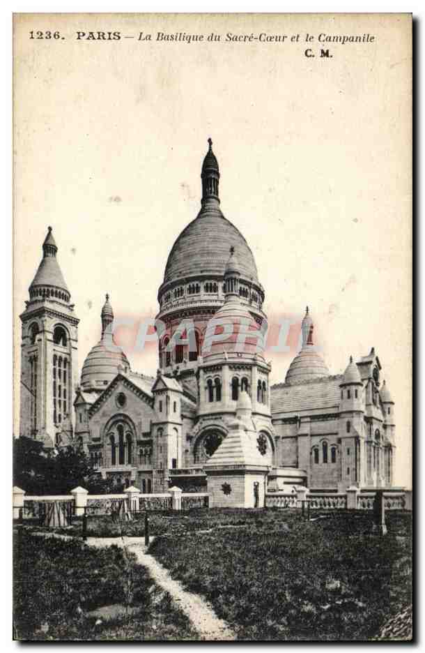 Paris 18 - Montmartre - Basilique du Sacre Coeur et la Campanile CPA 
