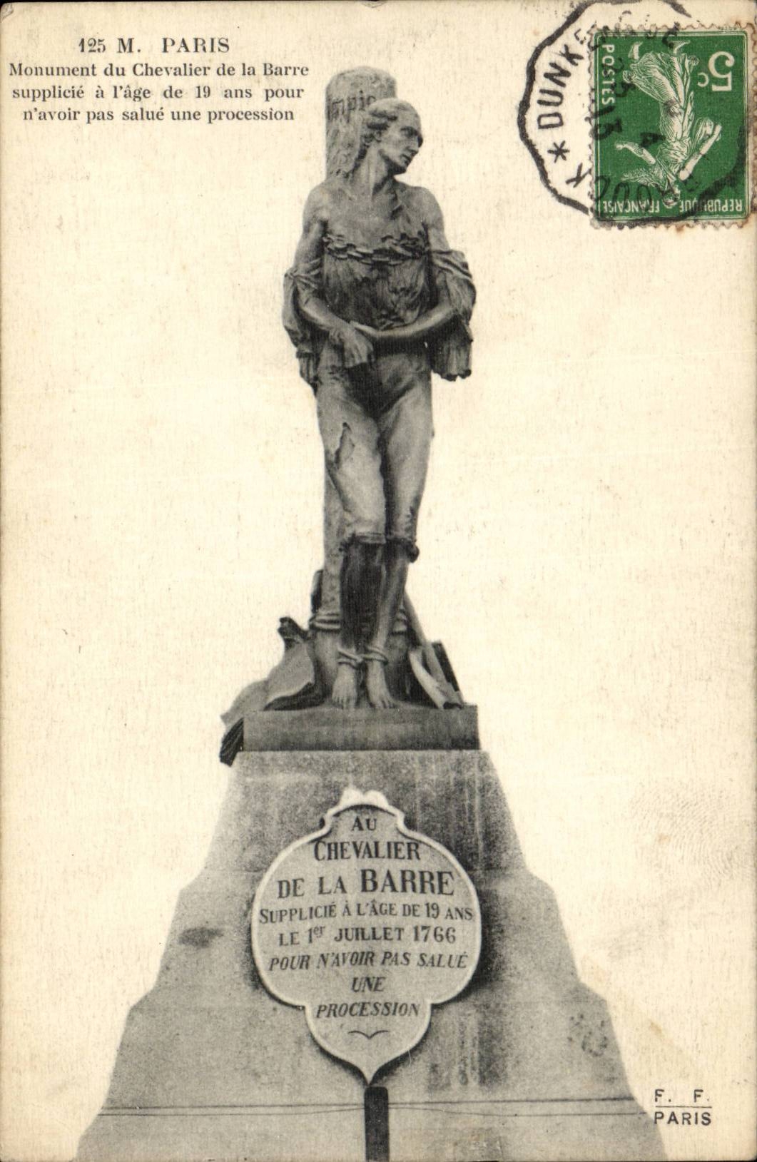 Denkmal des Ritters von la Barre — Paris — F. Fleury, photo-imp.-édit., Paris