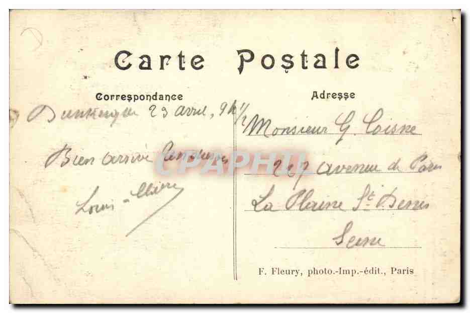 Denkmal des Ritters von la Barre — Paris — F. Fleury, photo-imp.-édit., Paris — Rückseite