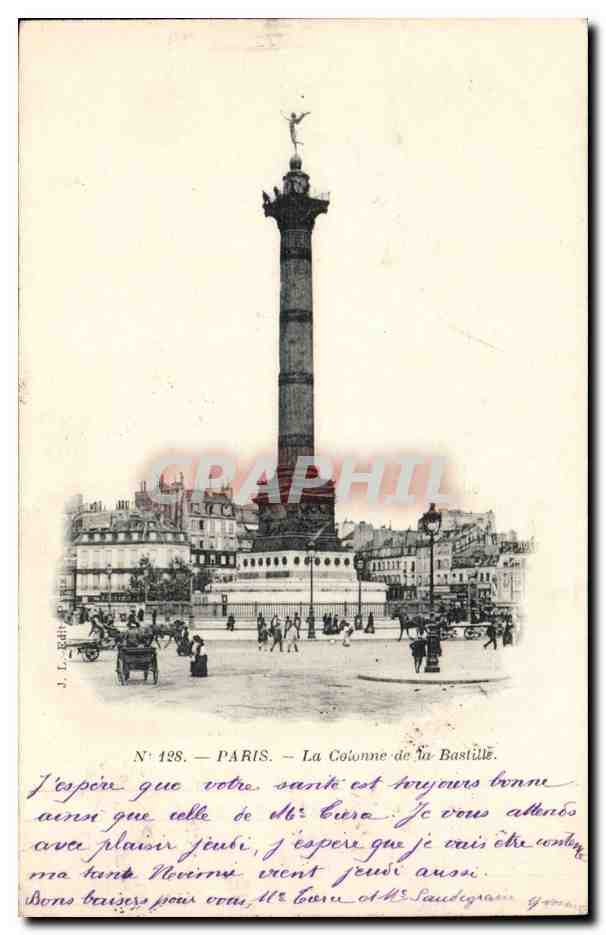 Paris - 10 - La Colonne de la Bastille CPA 