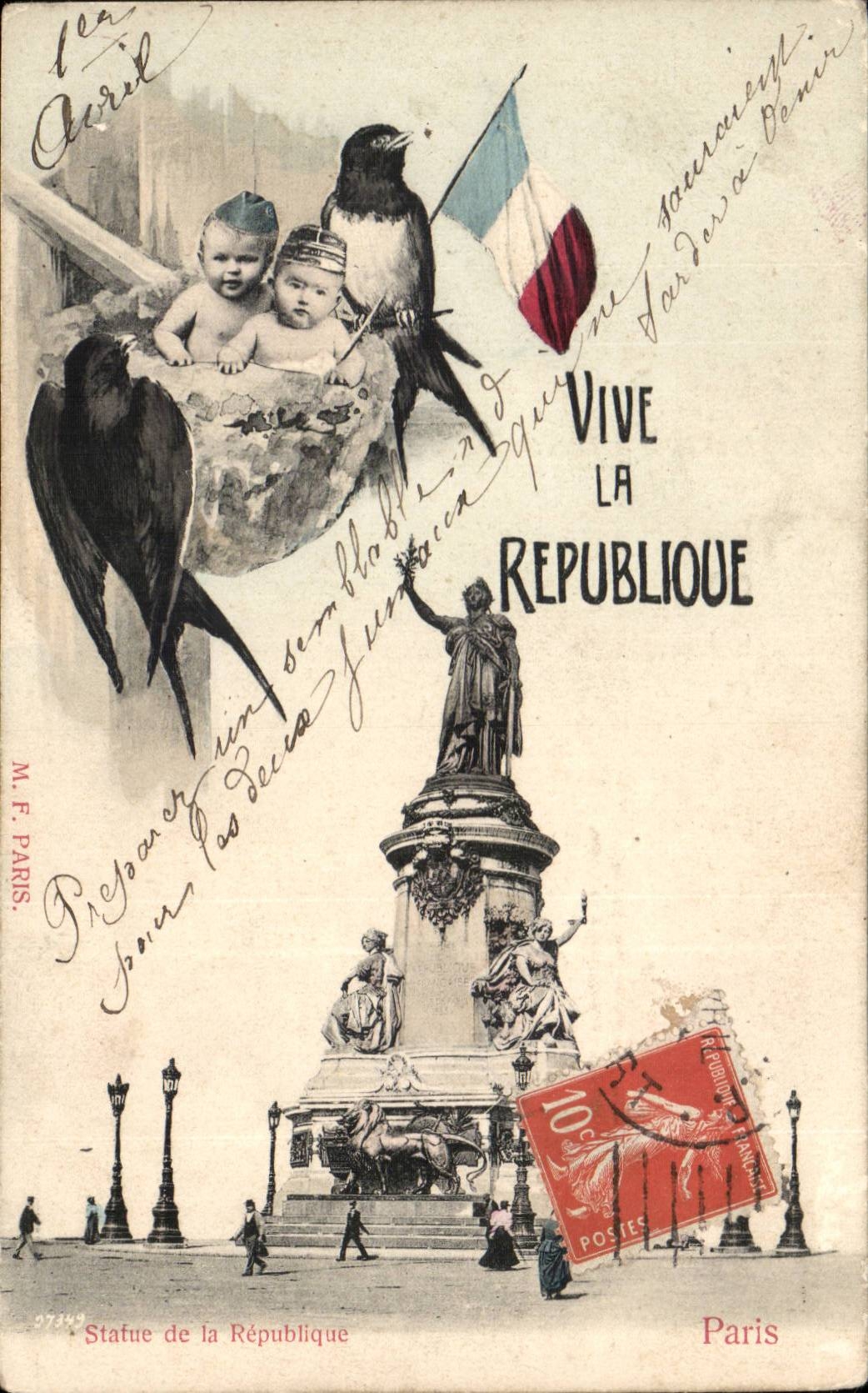 Paris - 10 - Vive la Republique - Bebe - Oiseau - Place de la Republique - CPA 
