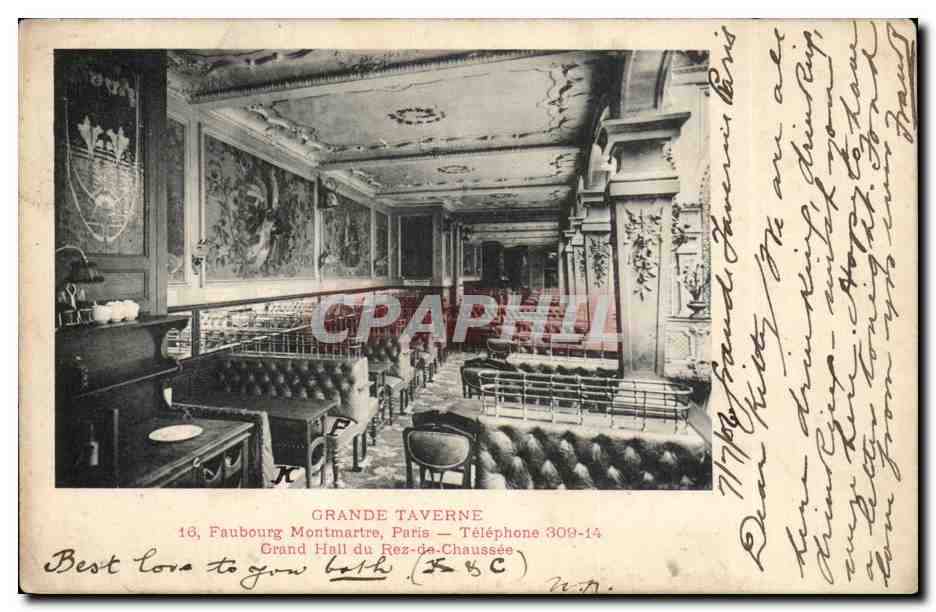 Paris - 18 - Grande Taverne - 18 Faubourg Montmatre - Telephone 309 - 14 - Restaurant - CPA 