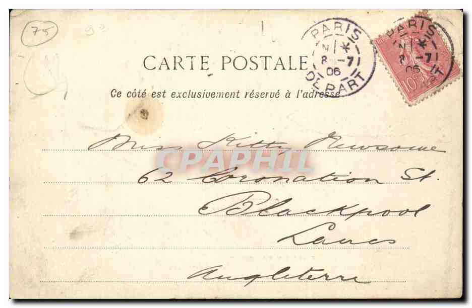 Paris - 18 - Grande Taverne - 18 Faubourg Montmatre - Telephone 309 - 14 - Restaurant - CPA  — Verso
