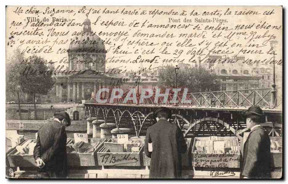 Ponte dei Santi-Pères — vista del ponte e del mercato galleggiante — editore Raphael Tuck & Fils, n° 98