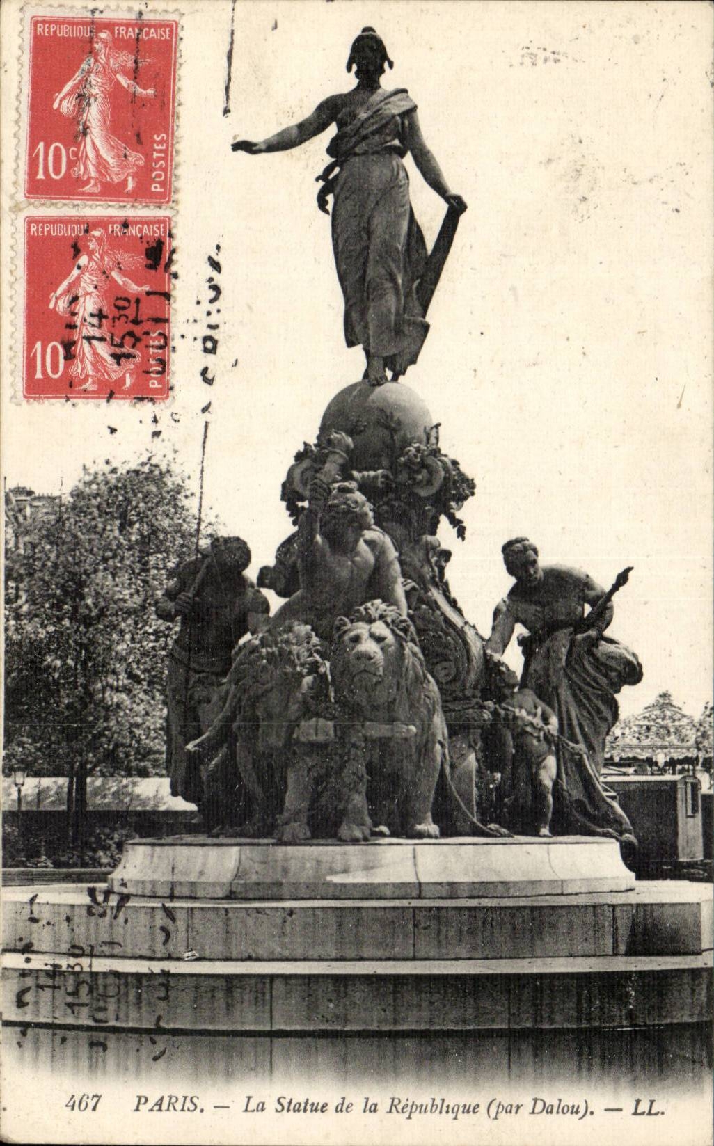 Paris - 10 - La Statue de la Republique CPA 