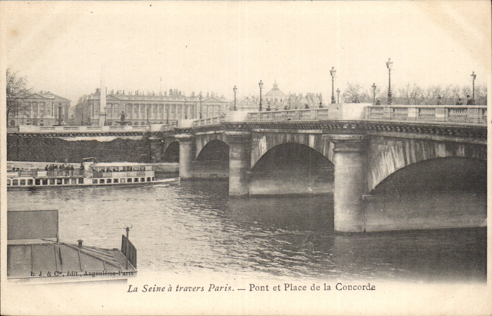 Paris - 8 - Le Pont et la Place de la Concorde - La Seine a travers Paris CPA 