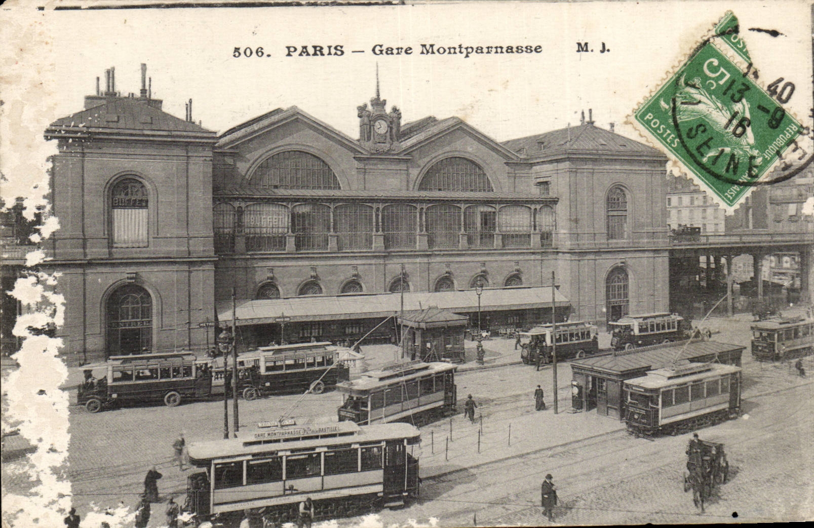 Paris - 15 - Gare Montparnasse - autobus CPA 