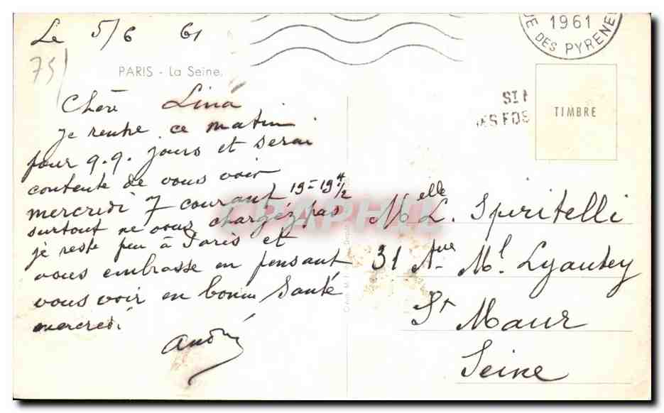 Paris 1 - La Seine - CPA  — Verso