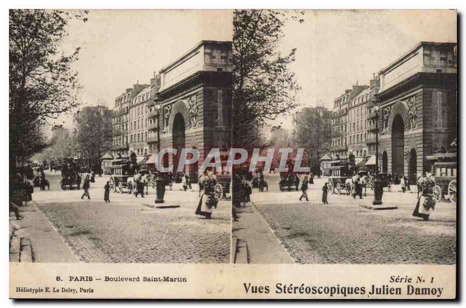 Paris 10 Vues Stereoscopiques Porte Saint Martin - CPA 