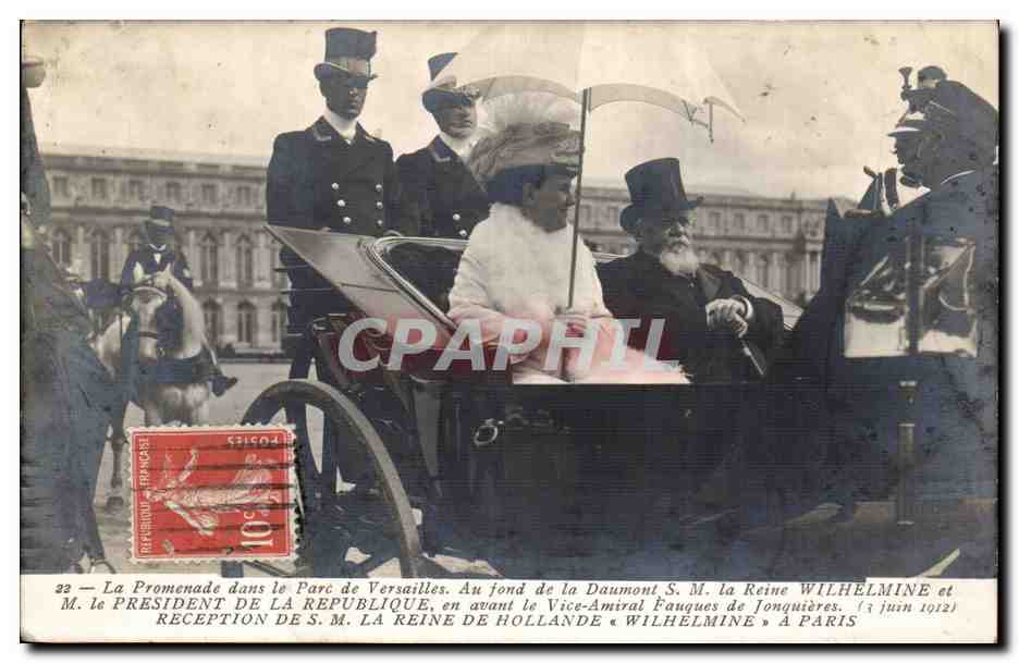 Promenade dans le Parc de Versailles — Reine Wilhelmine et M. le Président de la République — édition CPAPHIL n°23