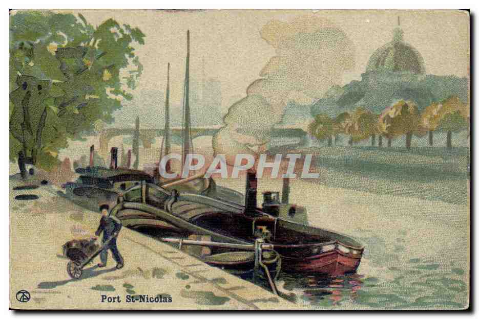Paris - 1 Port Saint Nicolas - Illustration - enfant CPA 