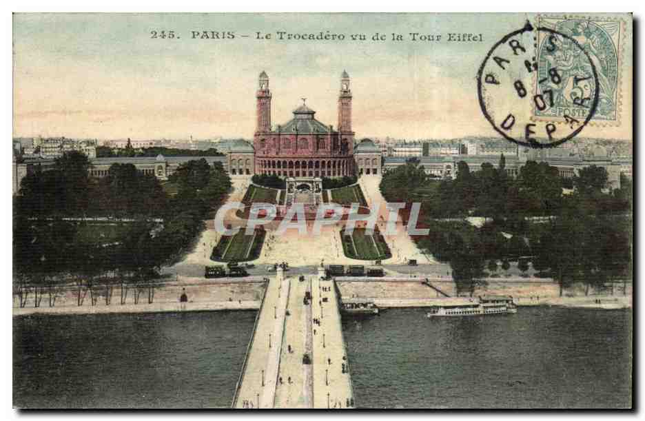 Paris - 7 - Le Trocadero - vu de la Tour Eiffel CPA 
