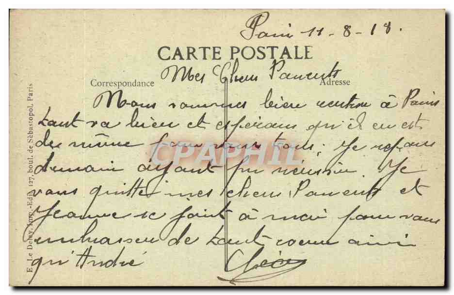 París, Revue del 14 de julio de 1918 — 4° año de guerra — editor BID — Reverso