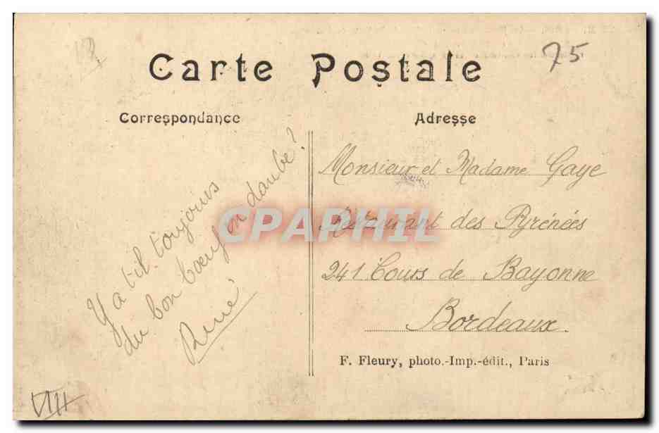 Paris 8 - Le Petit Palais ou Palais de la ville de Paris - CPA  — Verso