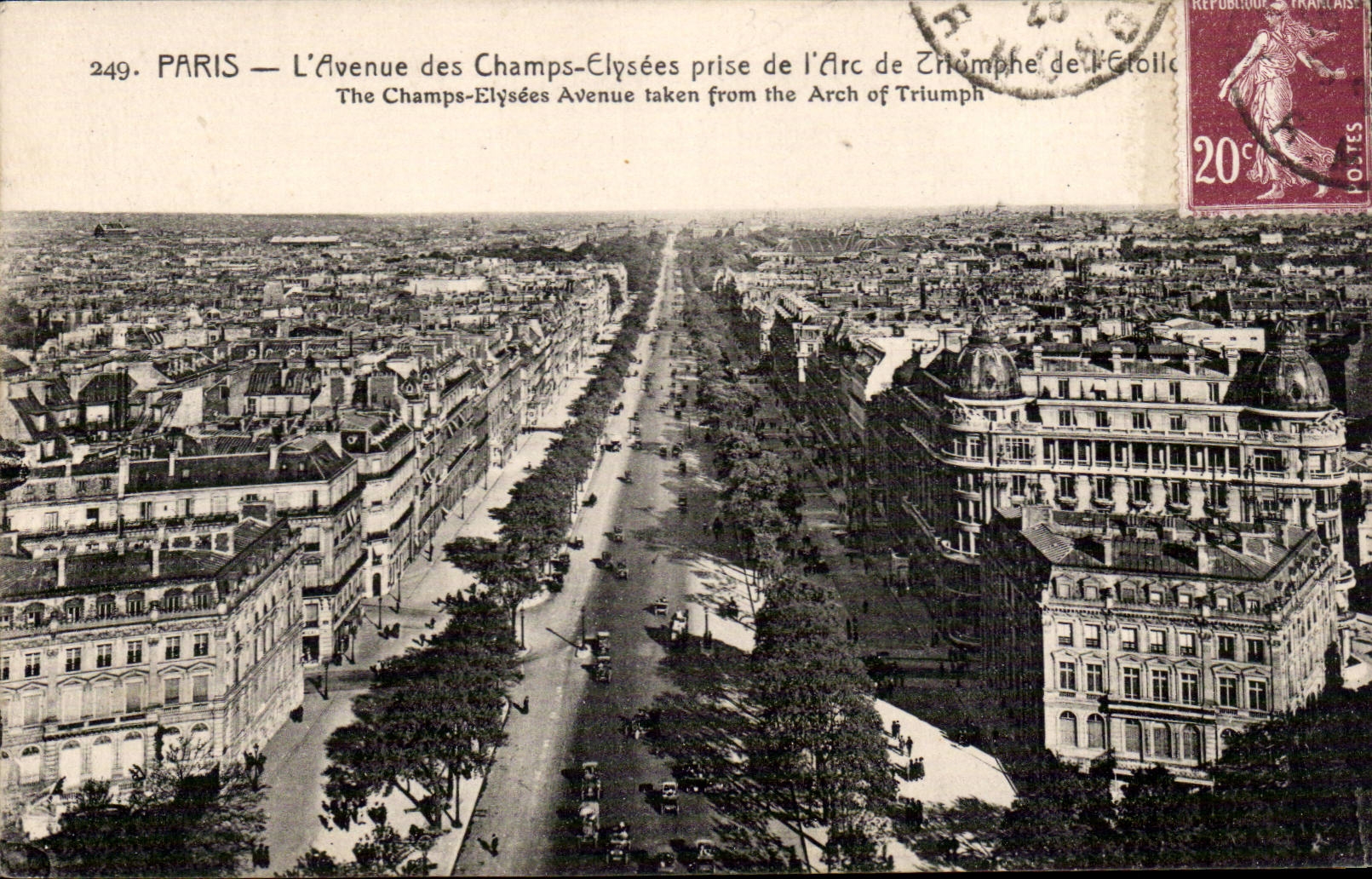 Paris 8 - l'Avenue des Champs Elysees prise de l'Arc de Triomphe- CPA 