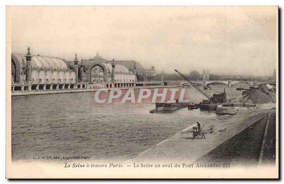 Paris 7 - La Seine en aval du Pont Alexandre III - CPA 