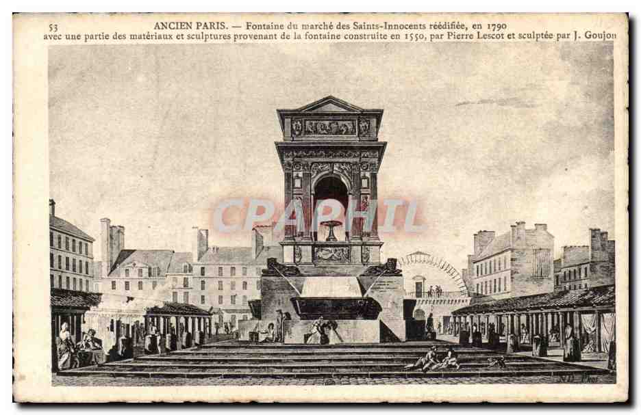 Paris - Ancien Paris Fontaine du Marche des Saints Innocents en 1790 - CPA 