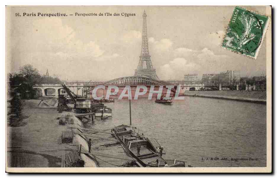 Paris - 1 - Perspective de l'Ile des Cygnes - Tour Eiffel - Eiffel Tower - CPA 