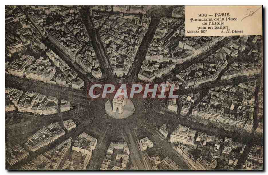 Paris 8 - Panorama de la Place de l'Etoile pris en ballon - CPA 