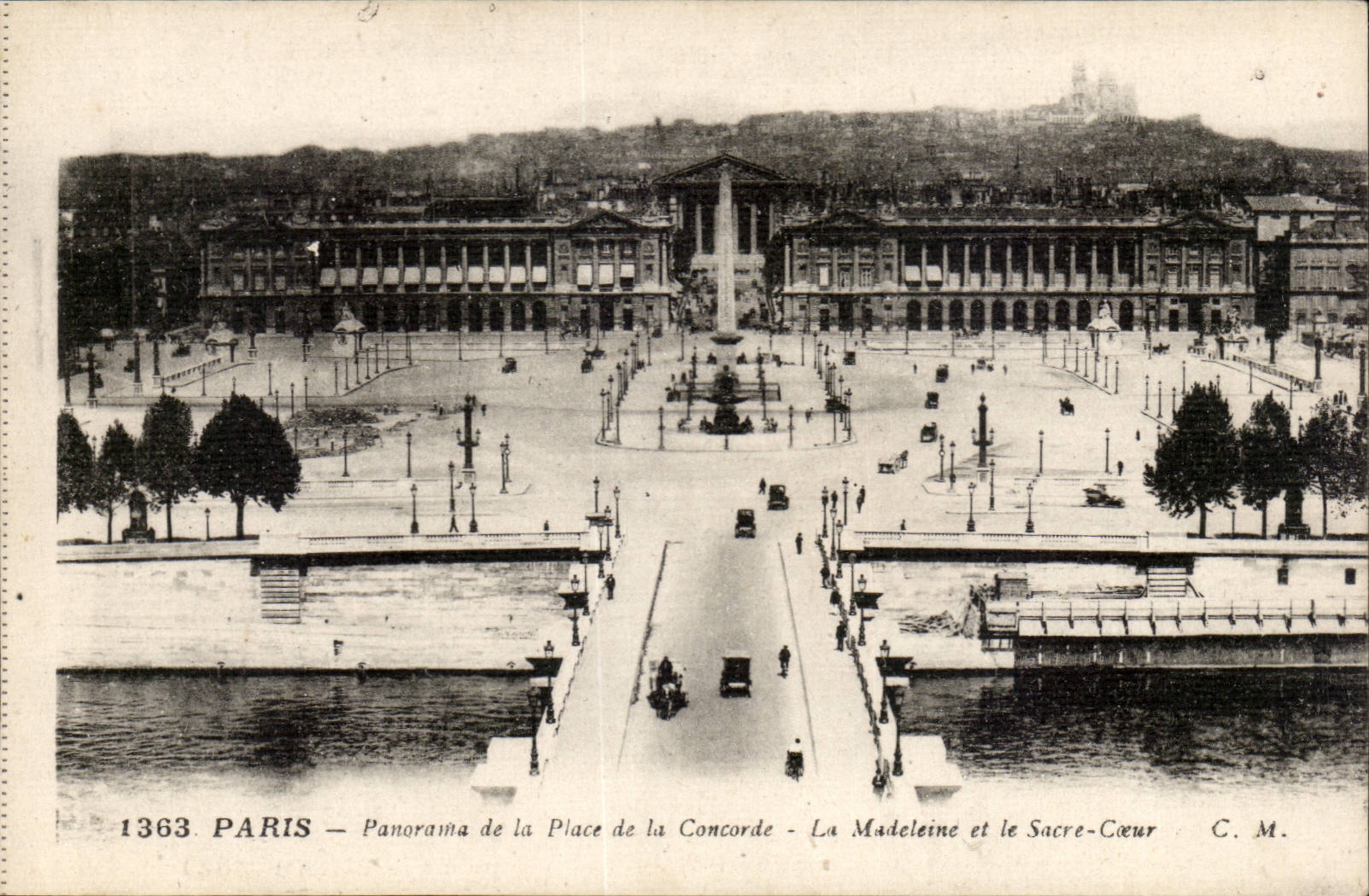 Paris - 8 - Panorama de la Place de la Concorde - Le Madeleine et le Sacre Coeur - CPA 