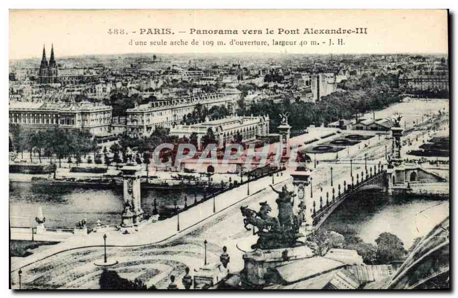 Paris 7 - Panorama vers le Pont Alexandre III - CPA 