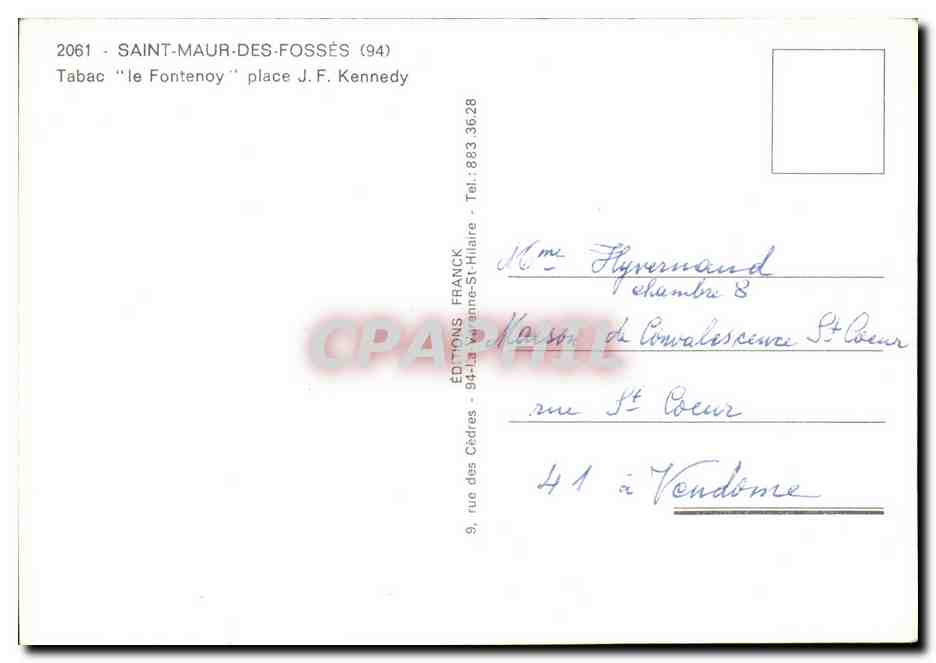 CPM Saint Maur des Fosses Tabac le Fontenoy place JF Kennedy — Rückseite