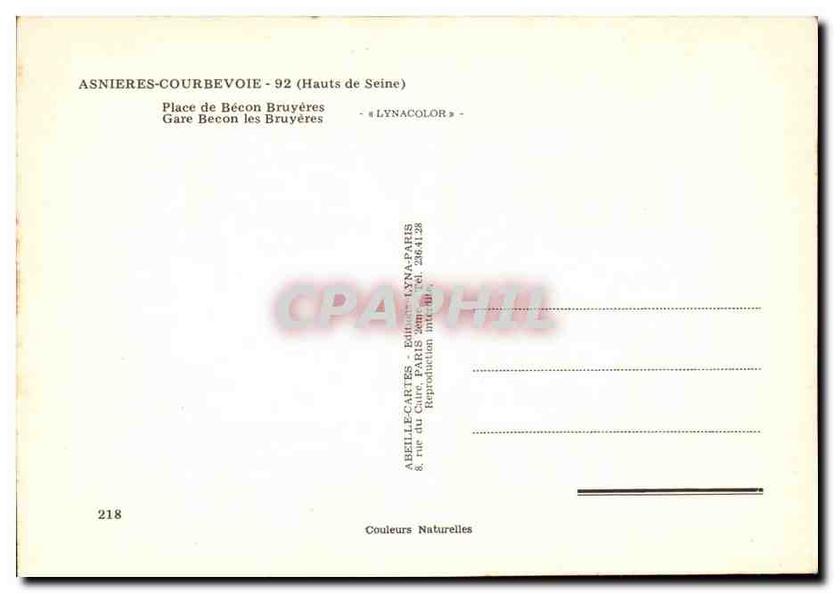 CPM Asnieres Courbevoie  — Rückseite