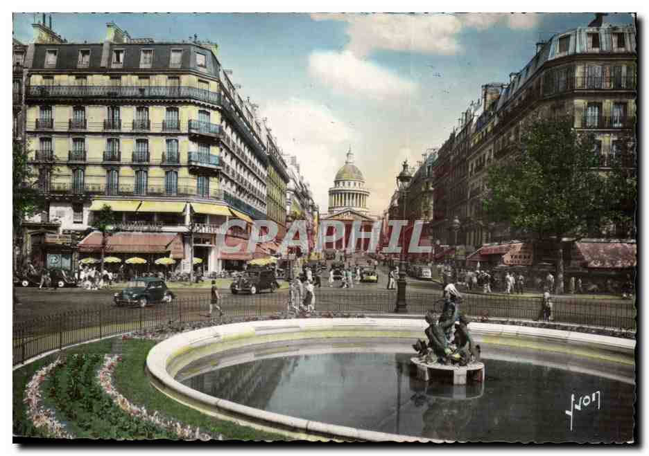 CPM Paris place Admond Rostand Rue Soufflot et le pantheon