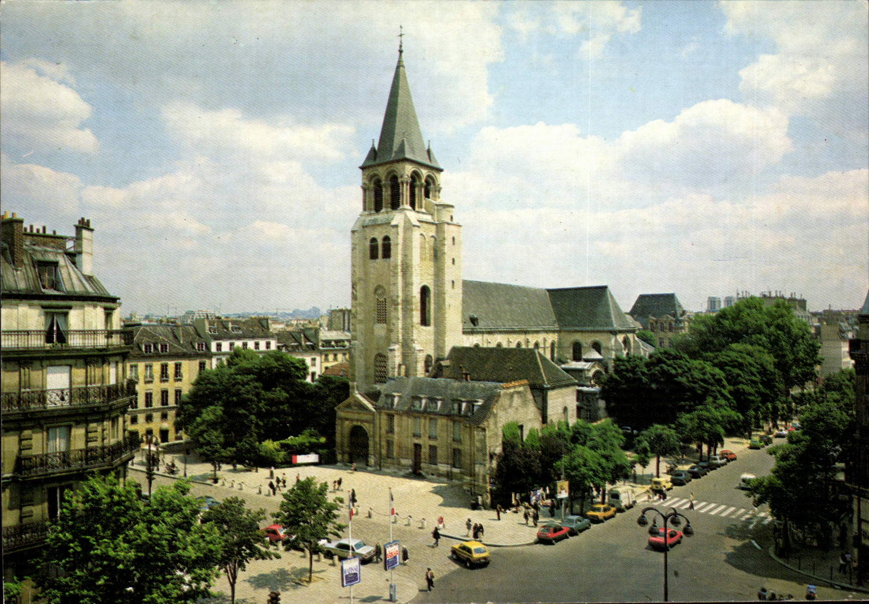 CPM Paris place et Eglise Saint Germain des Pres