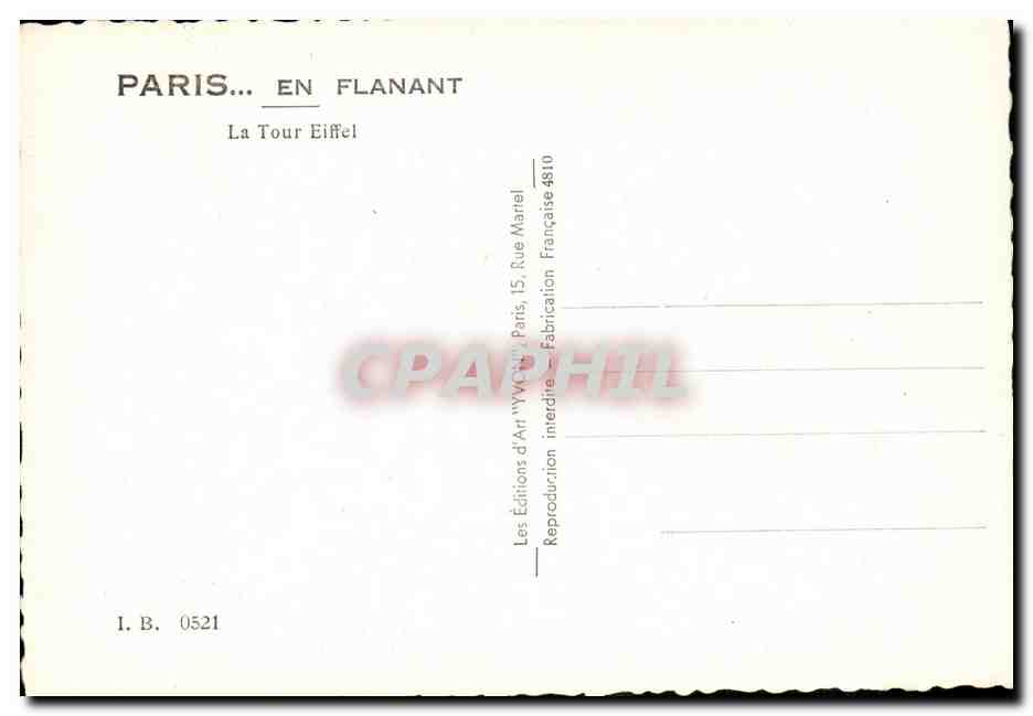 Paris 7 - En Flanant - Tour Eiffel - Eiffel Tower - CPA  — Rückseite