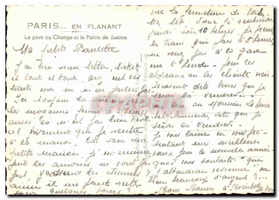 Paris 1 - Pont au Change et le Palais de Justice - CPA  — Rückseite