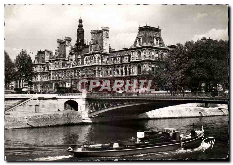 Paris 4 - Hotel de Ville - 1882 - et le Pont d'Arcole CPA 