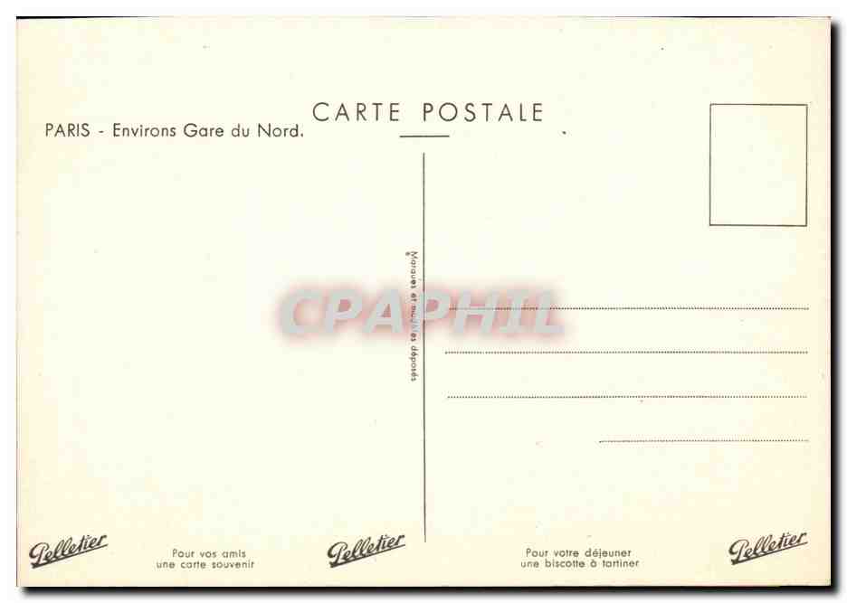 Paris 10 - Environs de Gare du Nord - Resaurant Libre Service CPA  — Rückseite
