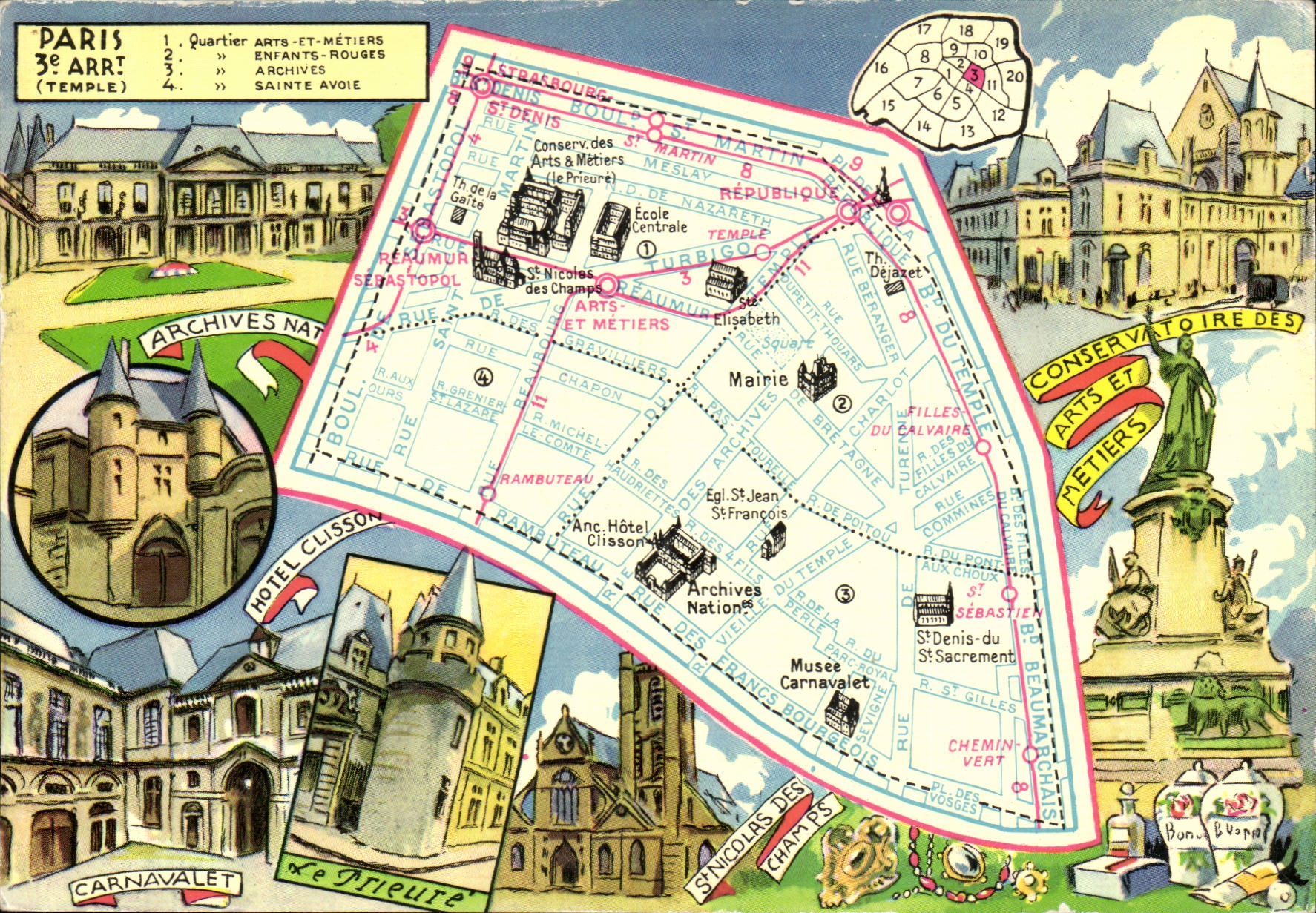 Paris 3 - arrondissement le temple - carte CPA 