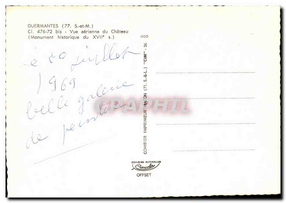 Guermantes (77) — Vue aérienne du château XVIIe s. — Imprimeur Combier — Reverso